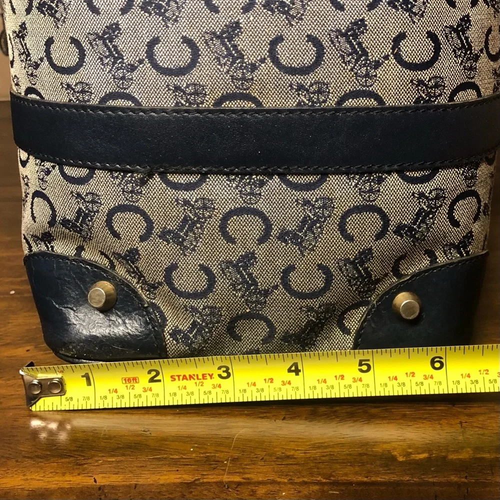 CELINE Navy Blue and Grey Monogram Boston Carry On Overnight Travel Bag 30cm